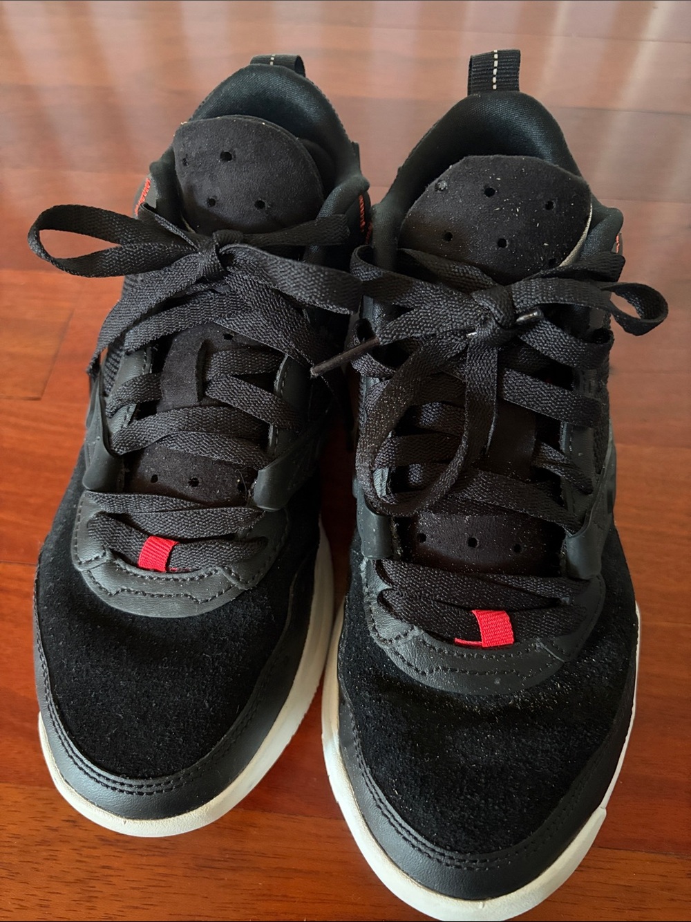 Jordan’s  Black Casual Lace-Up Sneakers with Red Accent